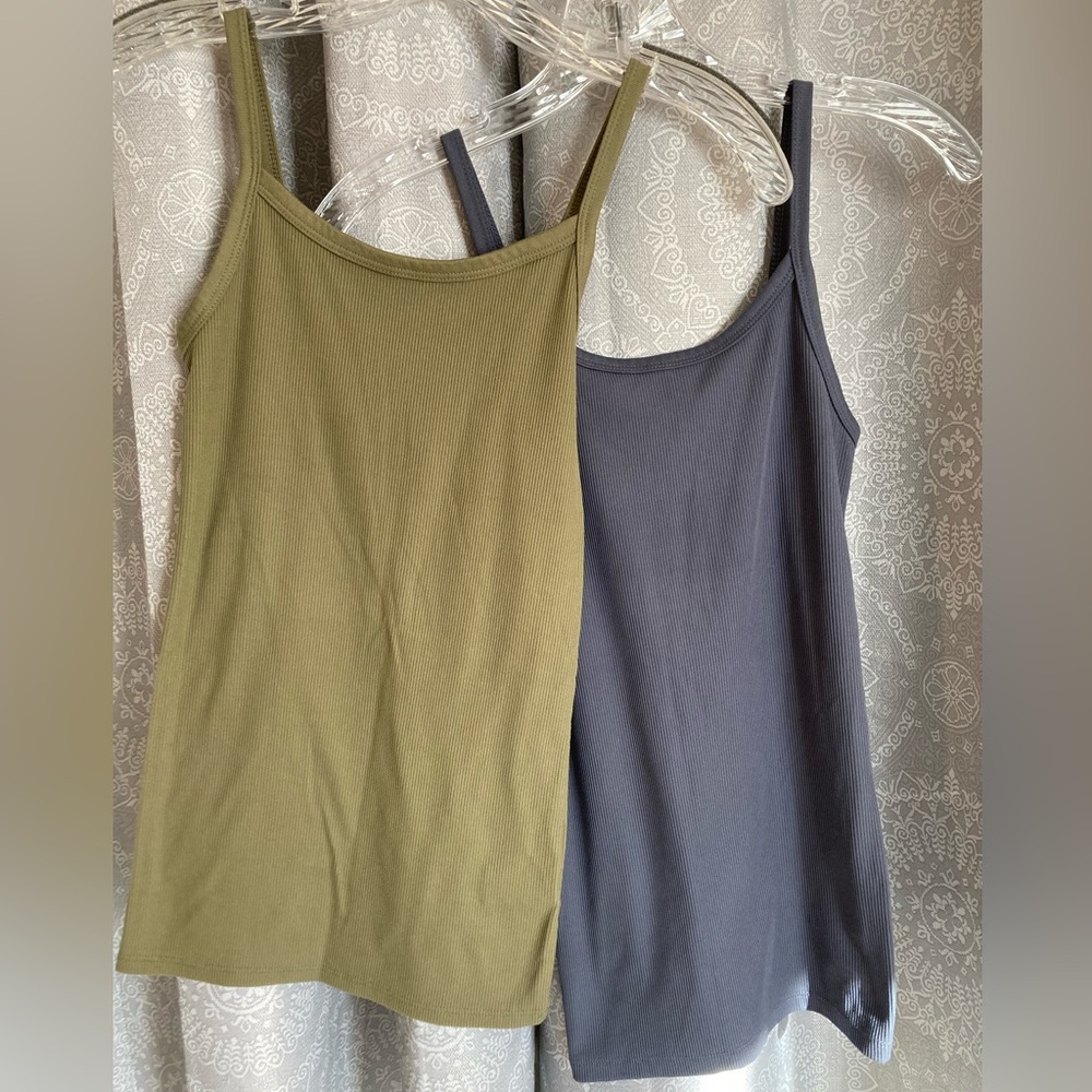 Set of 2 Cotton XS Women’s Tank Tops w/ Spaghetti Straps